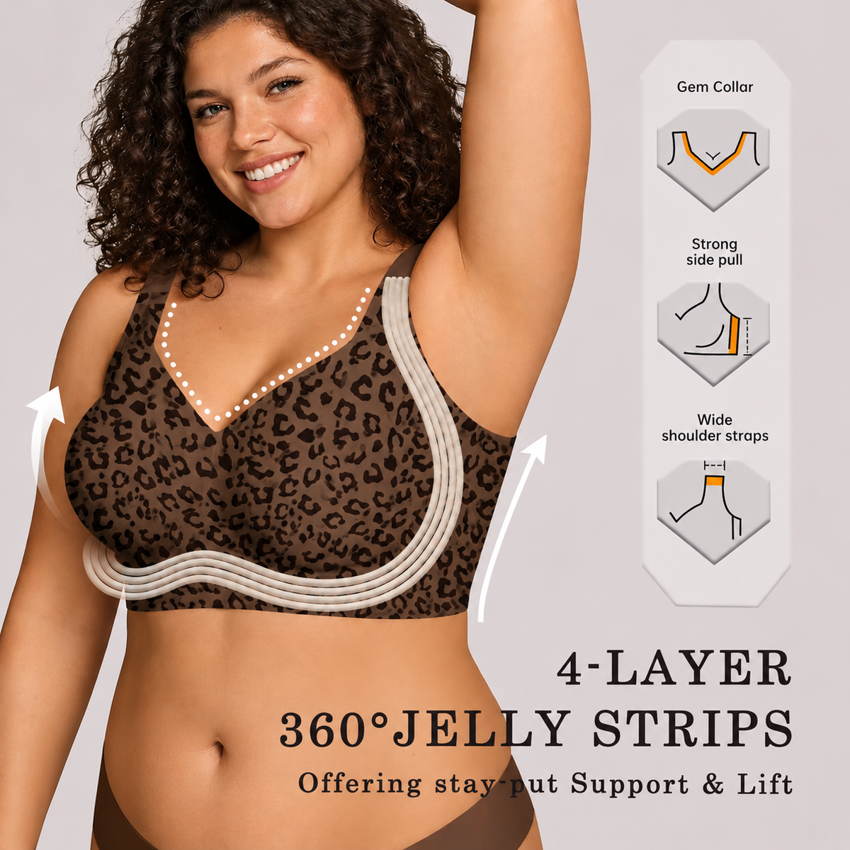 Women’s Leopard Print Wire-Free Comfort Push-Up Bra